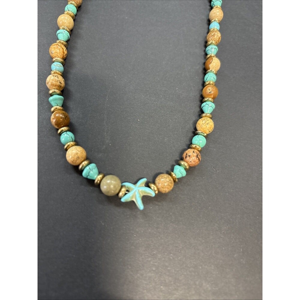 Turquoise and Beaded Necklace With Turquoise Starfish